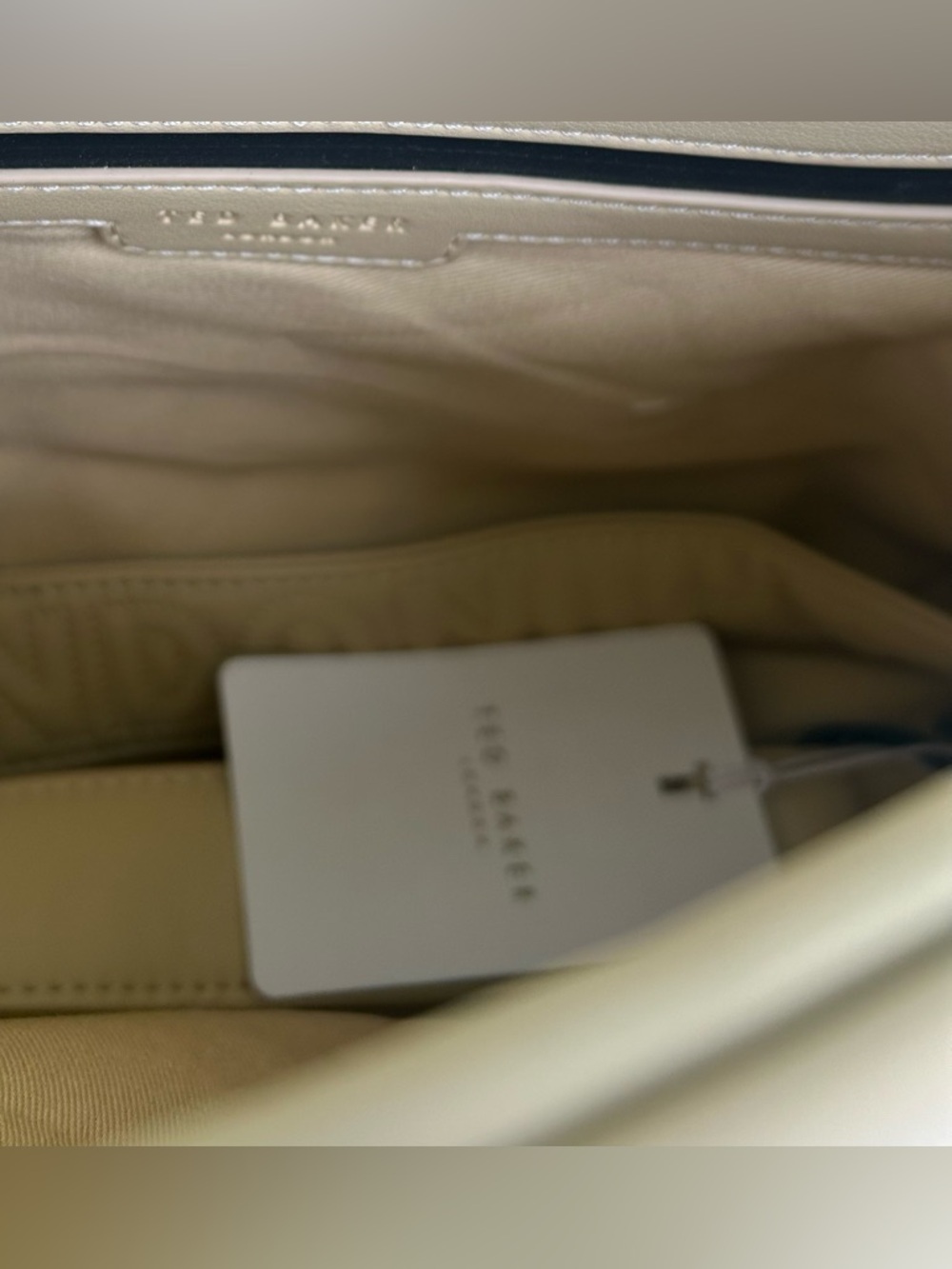Ted Baker Quilted Crossbody Bag Cream Beige Leather | NWT Retail $175 - Picture 6 of 14